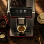 meilleure machine à café avec broyeur silencieux sur plan de travail élégant