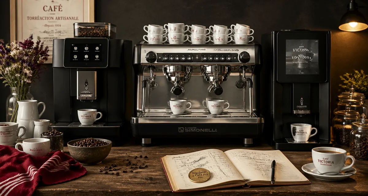 meilleure machine à café professionnelle, trois modèles sur plan de travail