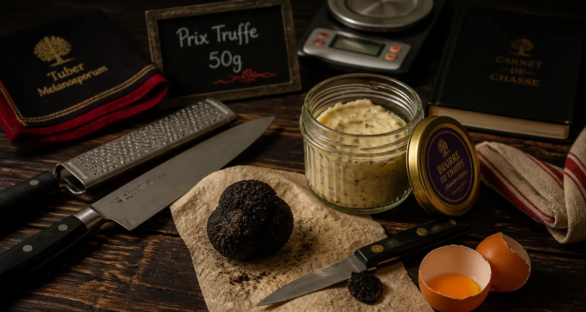 Prix de la truffe au kilo : truffe noire fraîche sur fond gastronomique