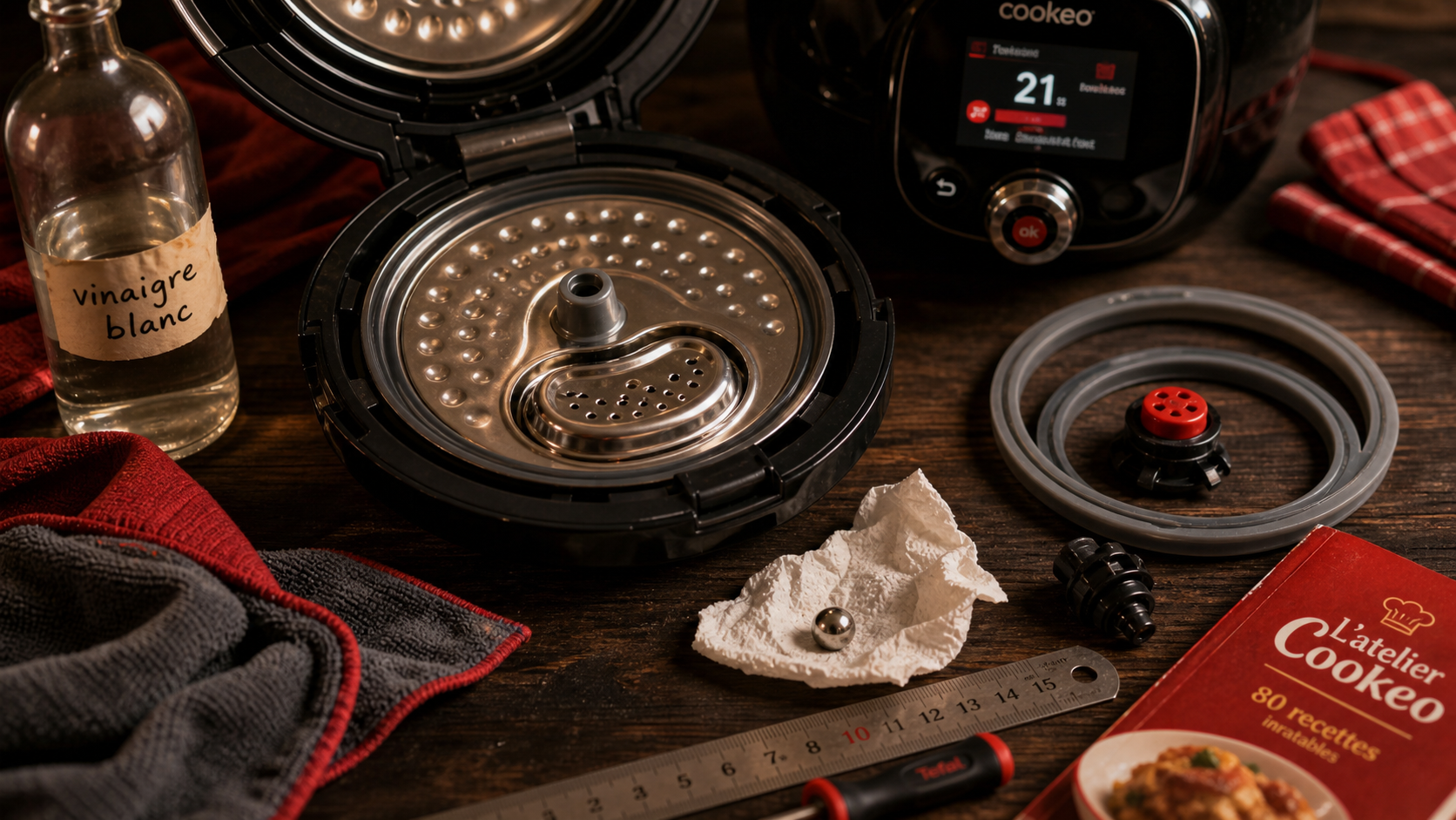 Problème cookeo cuisson sous pression : valve et couvercle Cookeo ouverts avec bille