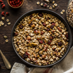 Recette muesli maison healthy, bol avec flocons, noix et fruits secs