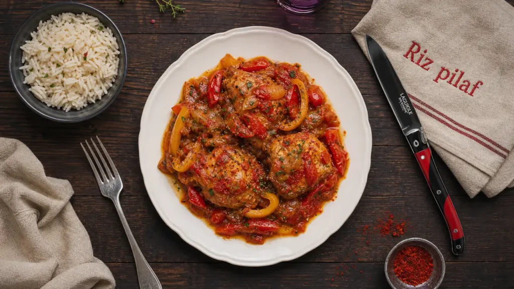 Accompagnement poulet basquaise avec riz pilaf