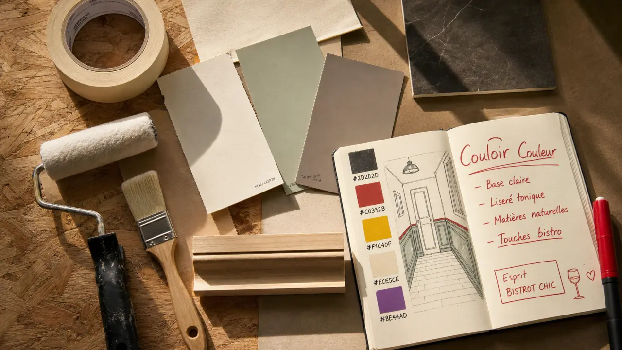Couleur peinture pour couloir selon la lumière : échantillons et tons chauds.
