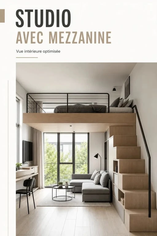 Mezzanine pour studio dans un petit appartement lumineux avec salon sous la mezzanine