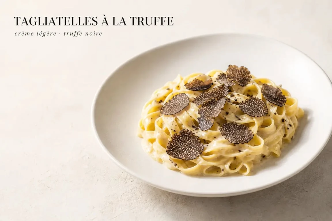 Assiette de pâtes à la truffe crémeuses et raffinées