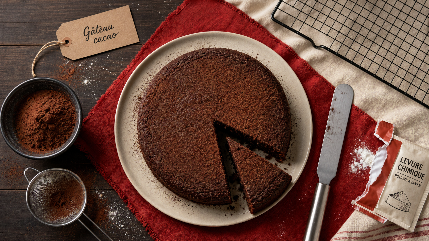 Gateau cacao moelleux, mie souple, blancs en neige