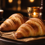 Le croissant français pur beurre feuilleté, doré