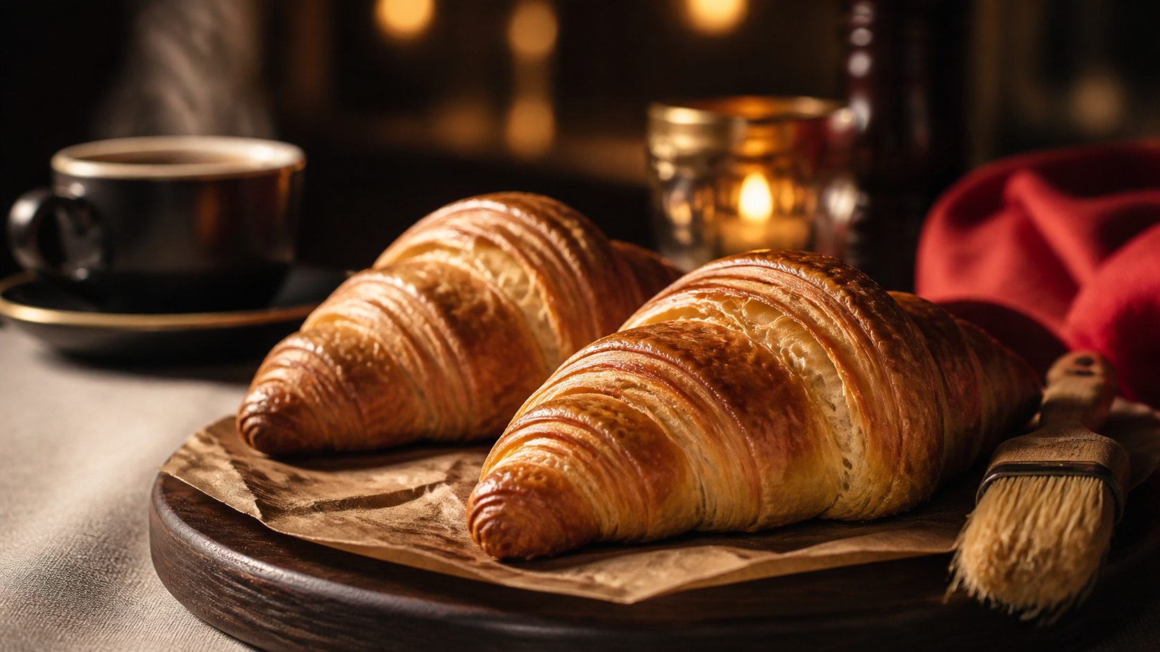 Le croissant français pur beurre feuilleté, doré