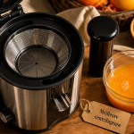 Meilleure centrifugeuse inox, jus d’orange et tamis fin visible