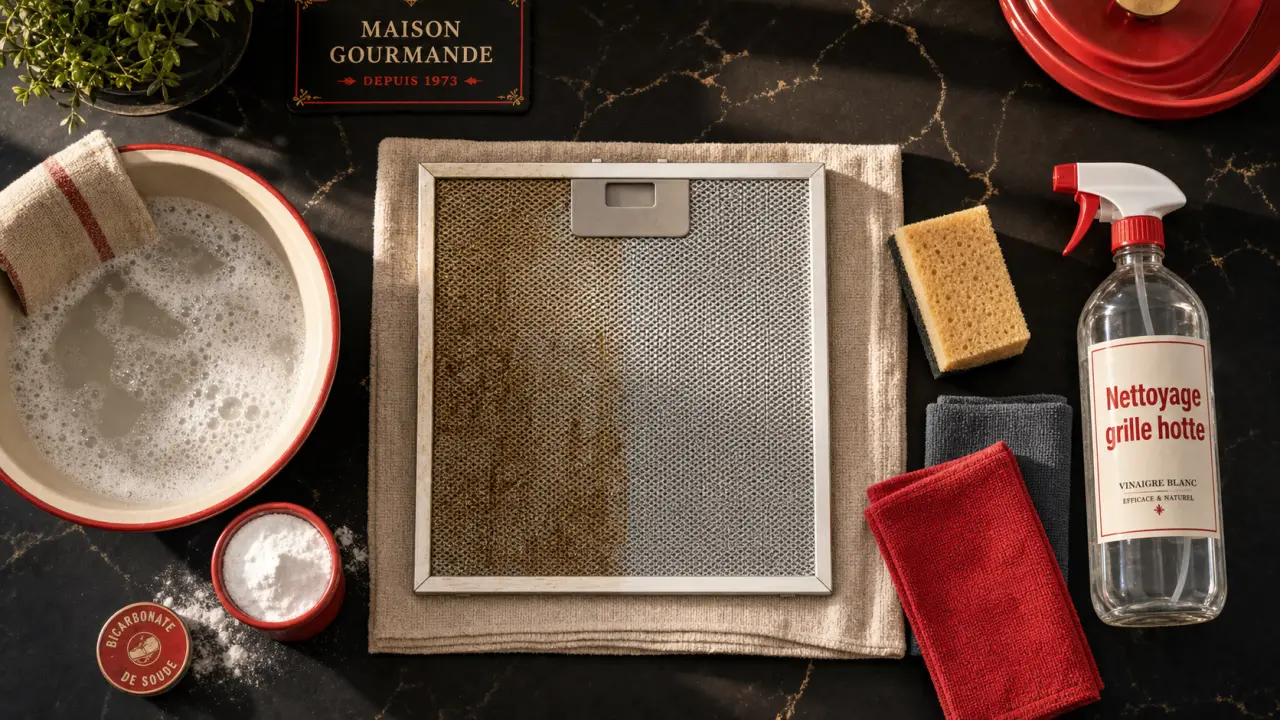 Nettoyage grille hotte : grille dégraissée trempée à 60°C