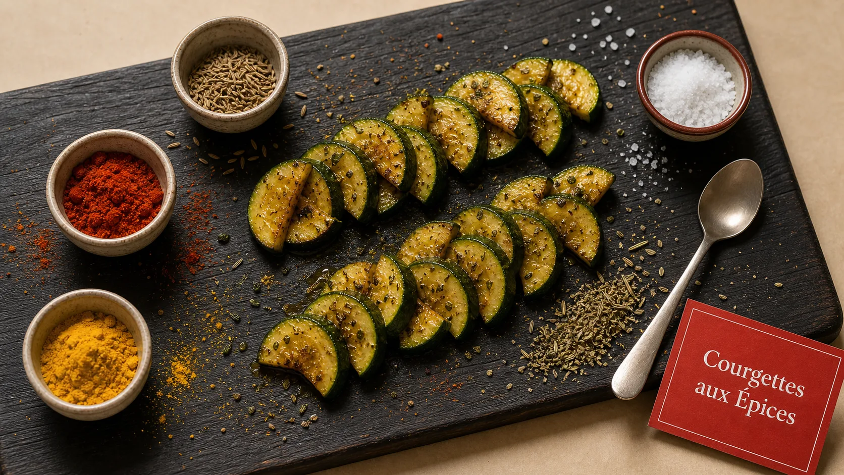 Quelles epices avec courgettes : cumin, paprika et curry sur courgettes poêlées