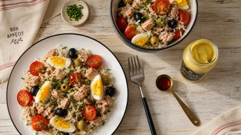 Salade de riz au thon réussie, avec riz non collant et assaisonnement vif