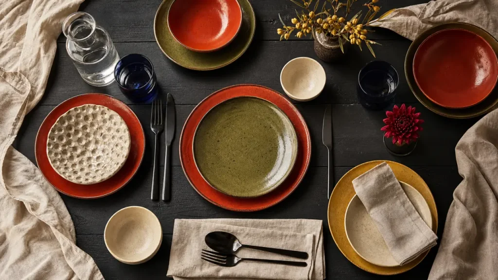 Vaisselle colorée : grès, porcelaine, verre et mélaminé, comment les associer sans surcharge ?