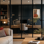 Vitre pour cloison interieure : salon lumineux séparé par verre