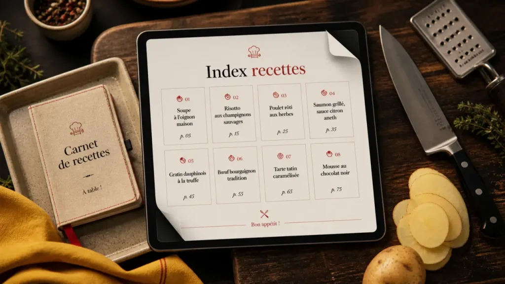 2000 recettes de cuisine française en PDF gratuit, avec index et recettes illustrées