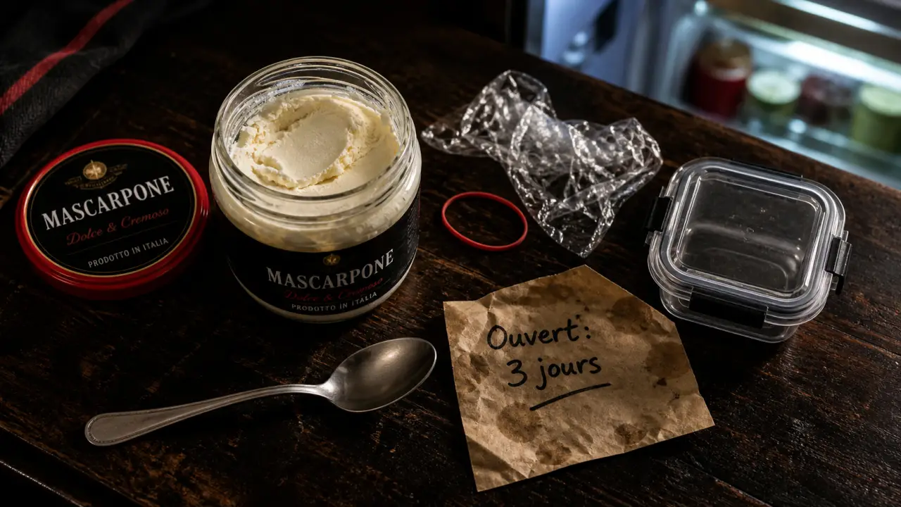 Conservation mascarpone ouvert : 3 jours au réfrigérateur