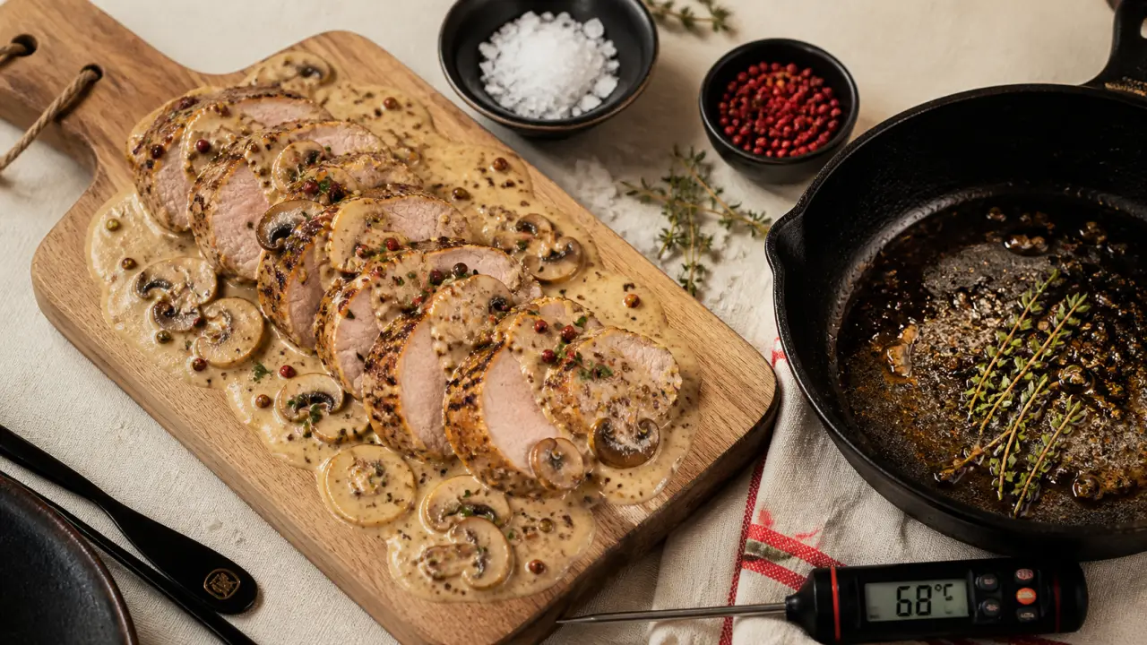 Cuisiner des filets mignons de porc à la moutarde et crème, 68°C pour rester tendre