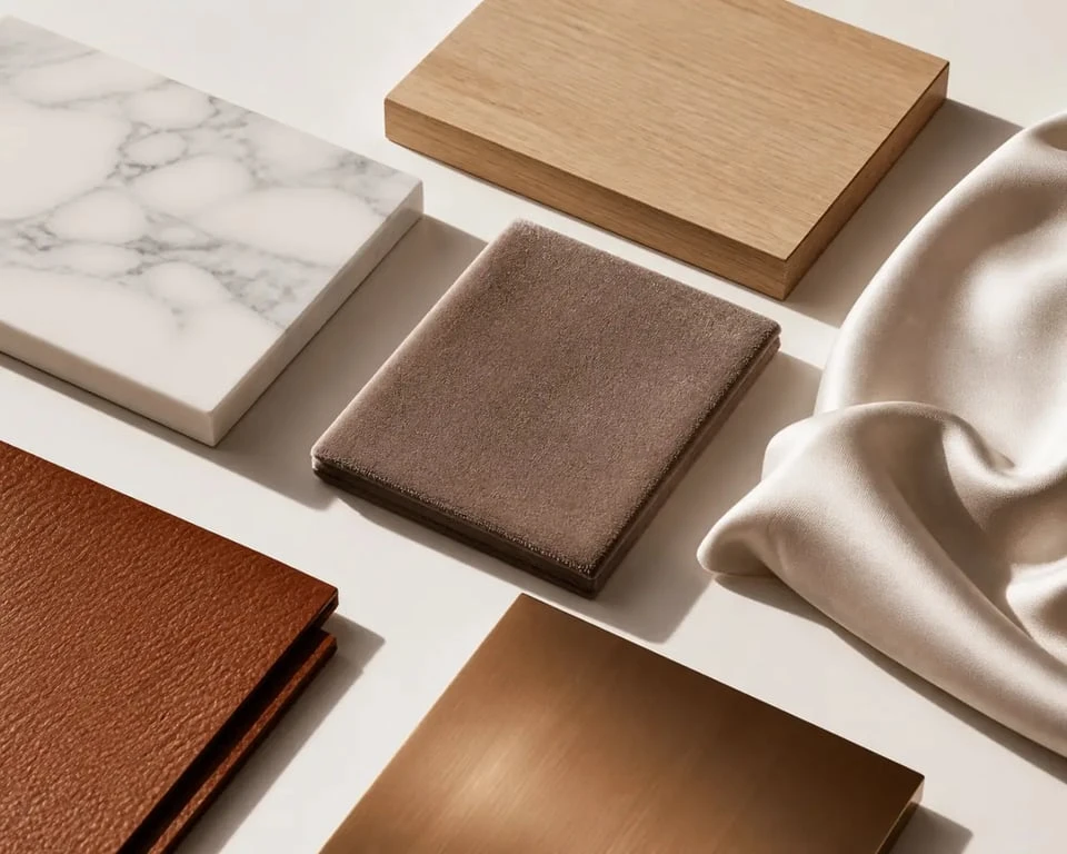 Matières et finitions du luxury design art de vivre en composition éditoriale