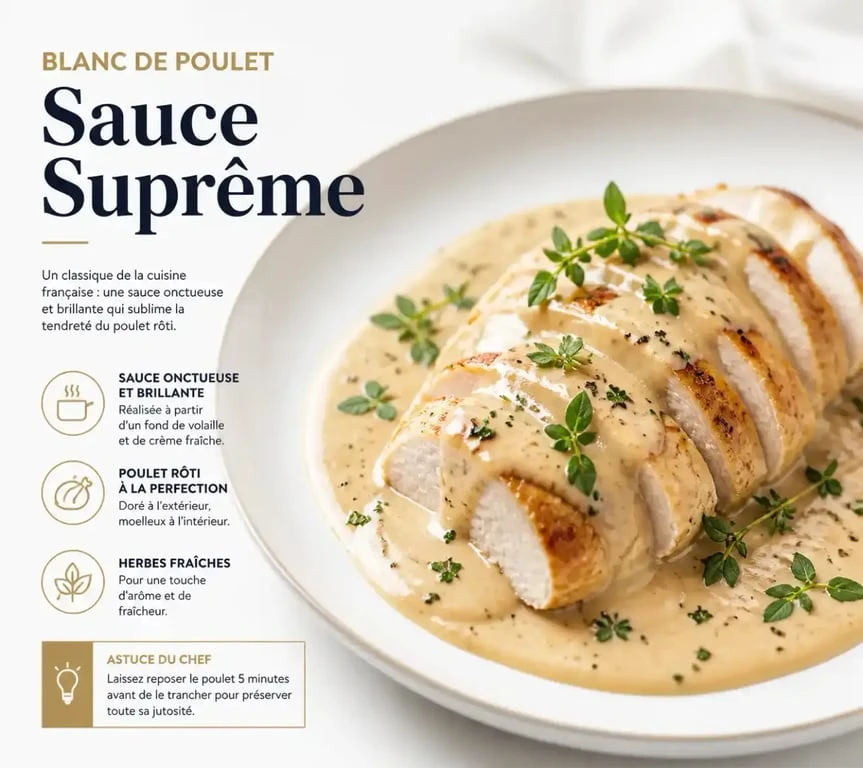 Poulet rôti nappé d'une sauce accompagnement pour poulet onctueuse et gourmande