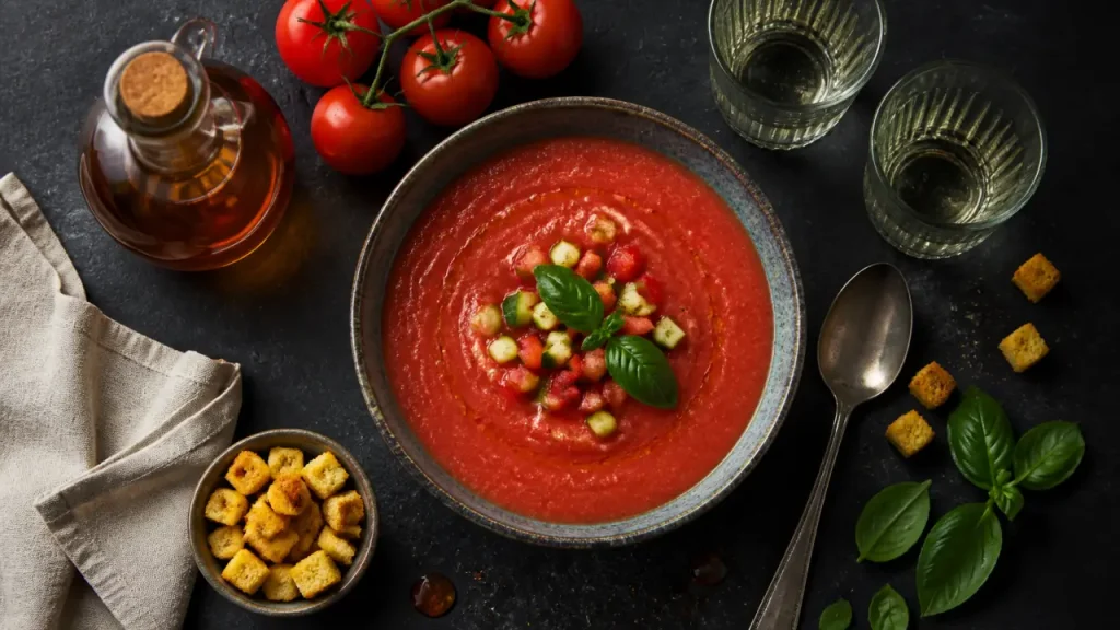 Gaspacho tomate concombre : 10 minutes de préparation, 2 heures au frais