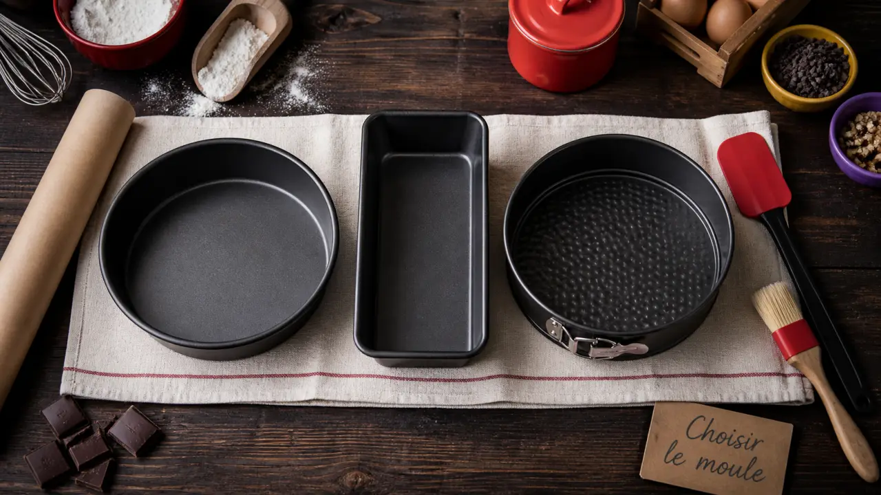 Moule pour gateau : moule à manqué et à cake sur plan de travail pâtisserie