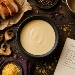 Sauce accompagnement pour poulet, sauce onctueuse et morceaux de poulet