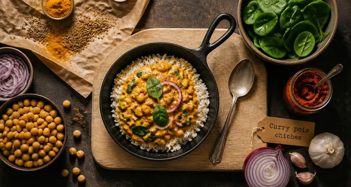 Cuisine du monde recettes curry pois chiches et riz basmati