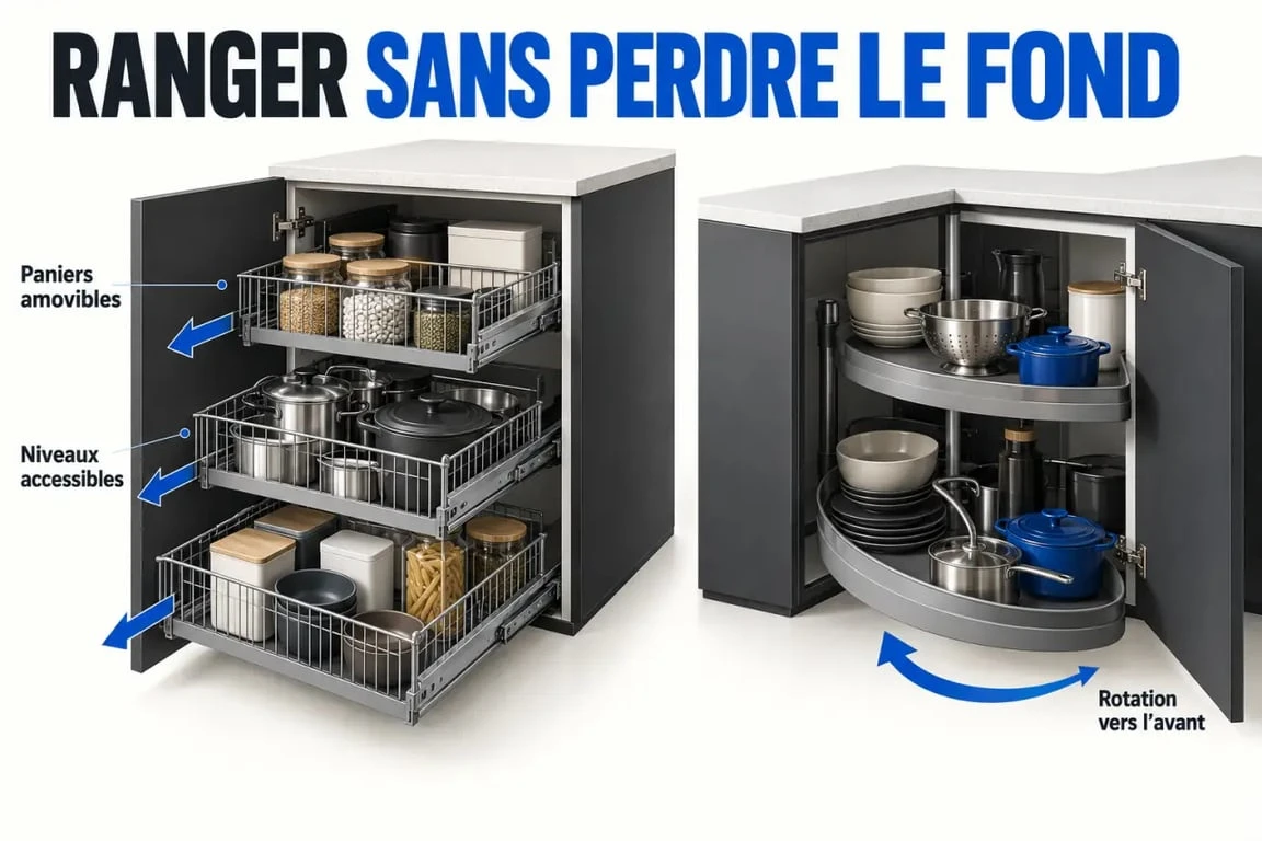 IKEA aménagement placard cuisine : armoire profonde et meuble d’angle accessibles