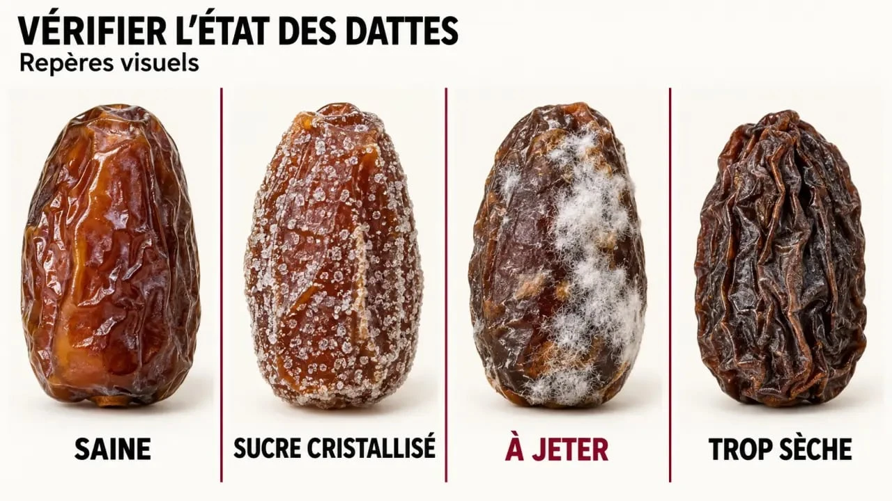 Comment conserver les dattes : reconnaître une datte saine, cristallisée ou moisie