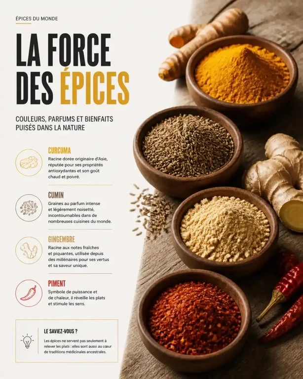 Épices et condiments pour la cuisine du monde