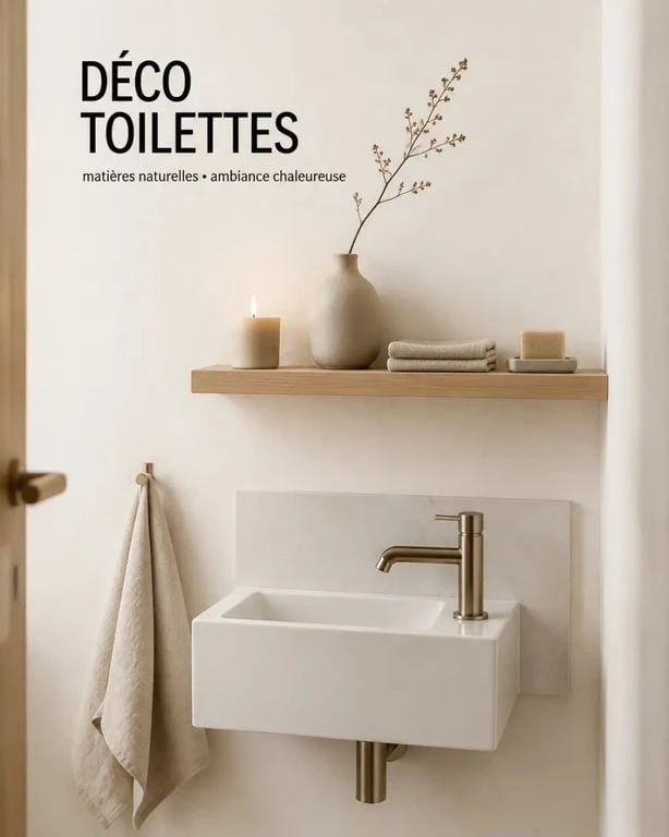 Idées déco toilettes avec accessoires décoratifs au-dessus du lave-mains