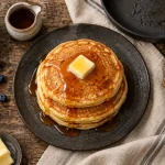 Pancakes recette fluffy, pile dorée au feu doux, pâte épaisse