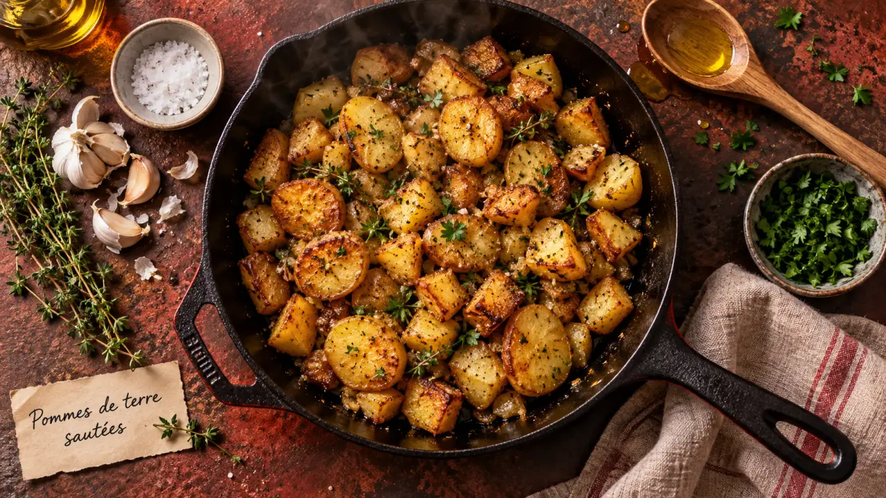 Pommes de terre sautées recette : croûte dorée, poêle noire