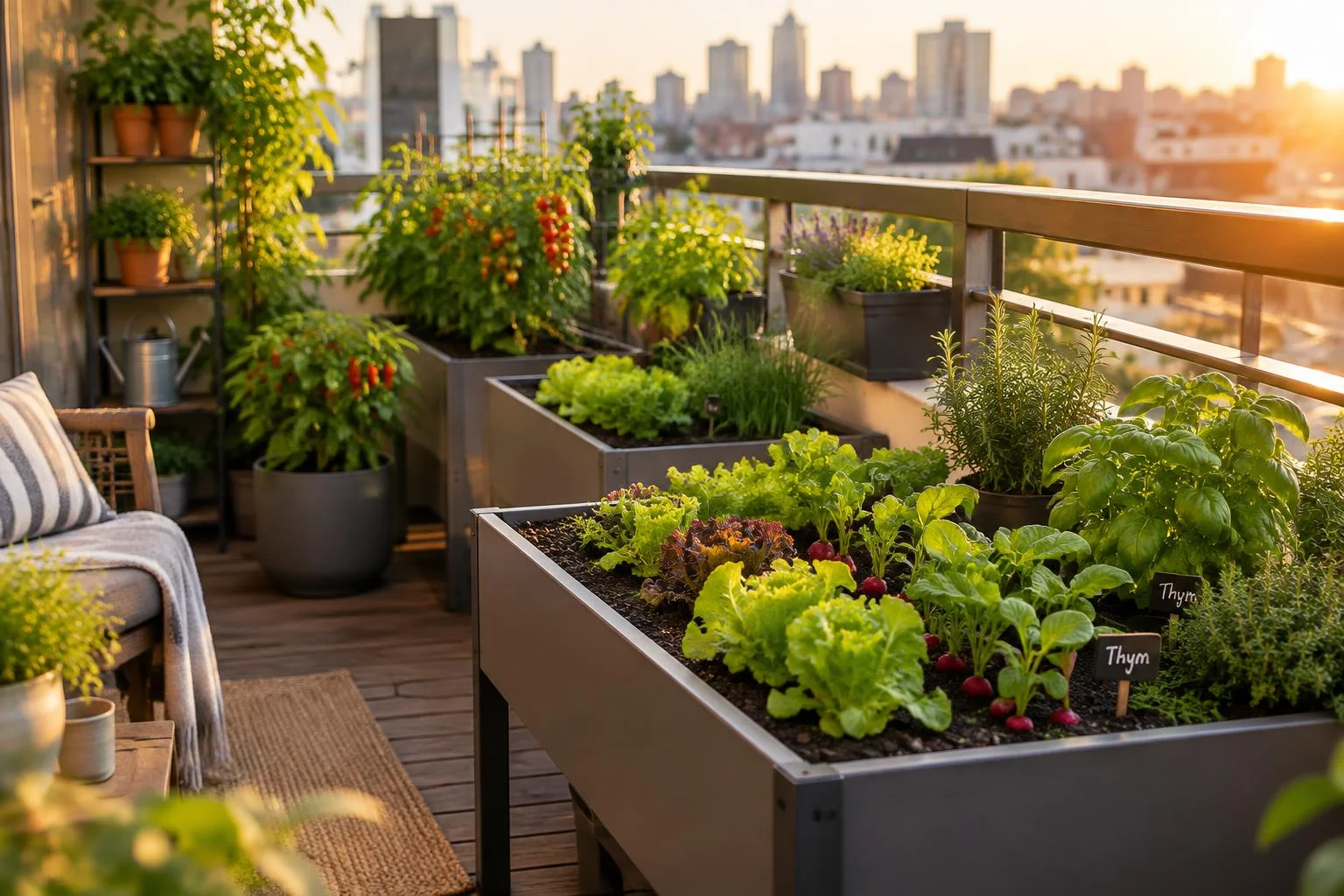 Potager urbain sur balcon : 4 à 6 h de soleil