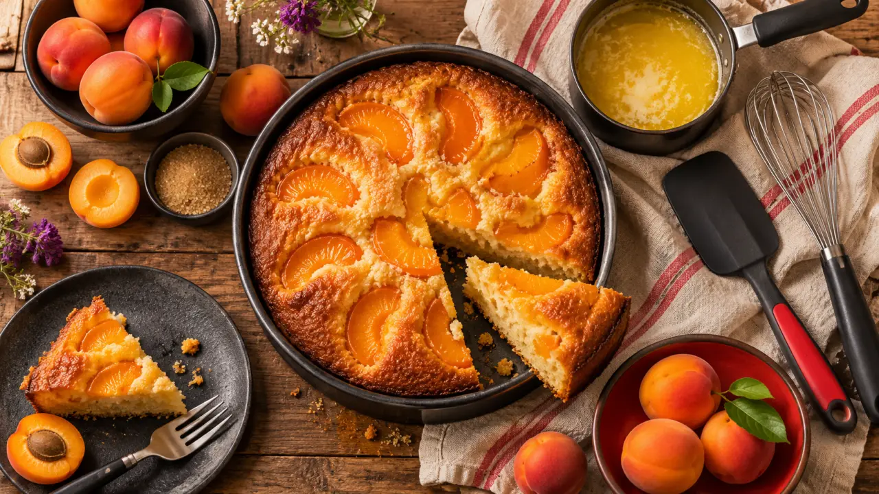 Gâteau ultra moelleux aux abricots, mie tendre et fruits fondants