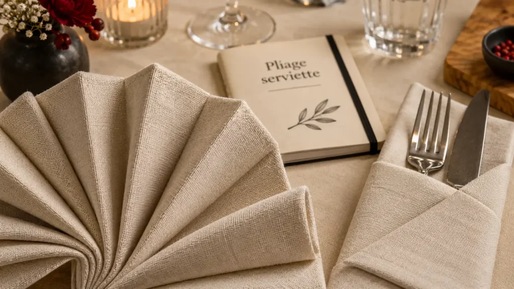 Plier une serviette de table : quatre gestes pour un pliage net et stable