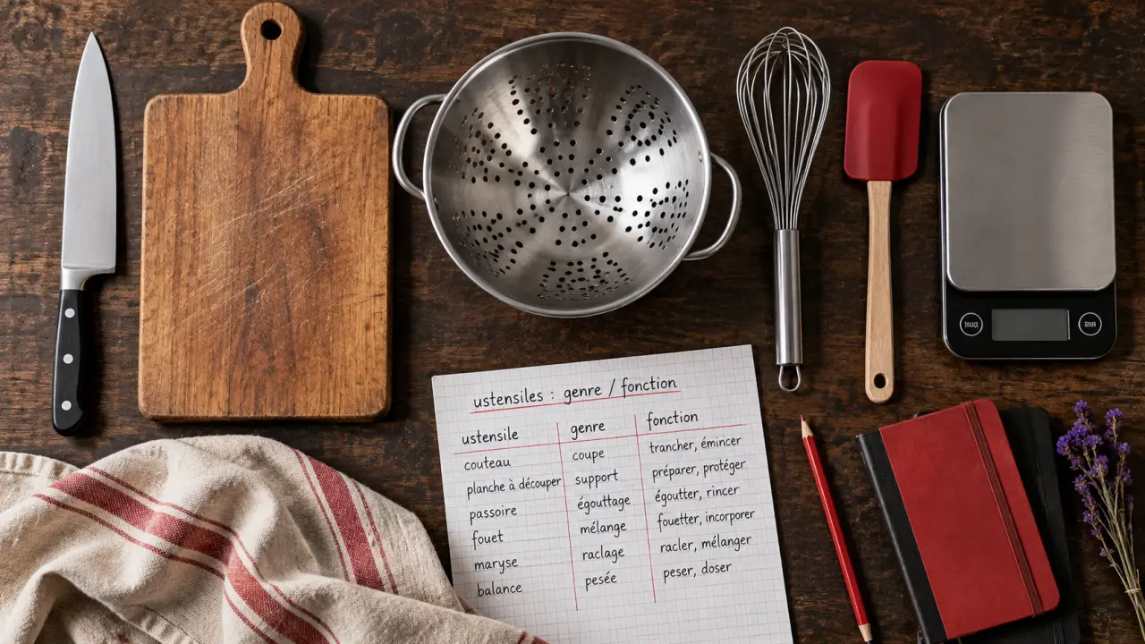 Vocabulaire : ustensiles de cuisine et noms en français